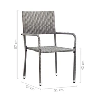 Patio Dining Chairs 4 pcs Stackable Gray Poly Rattan