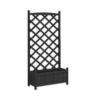 Planter with Trellis Black Solid Wood Fir