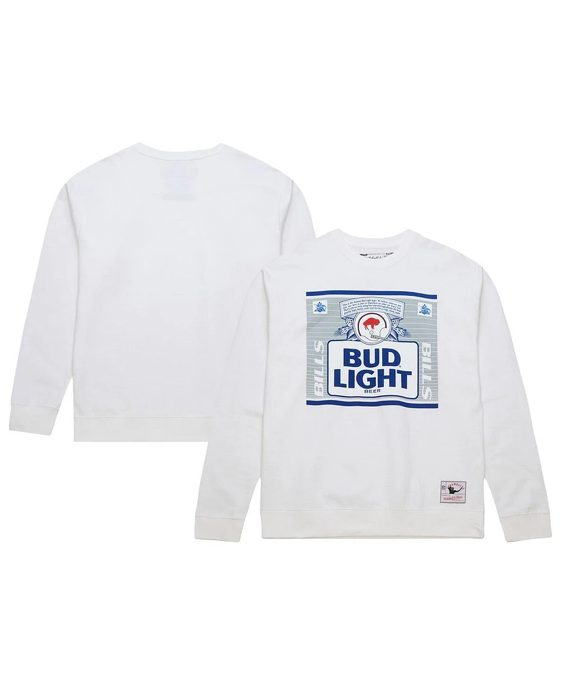 Mitchell & Ness x Bud Light Men's White Buffalo Bills The Crest Pullover Sweatshirt