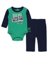 Outerstuff Baby Boys and Girls Notre Dame Fighting Irish Double Up Long Sleeve Bodysuit Pant Set