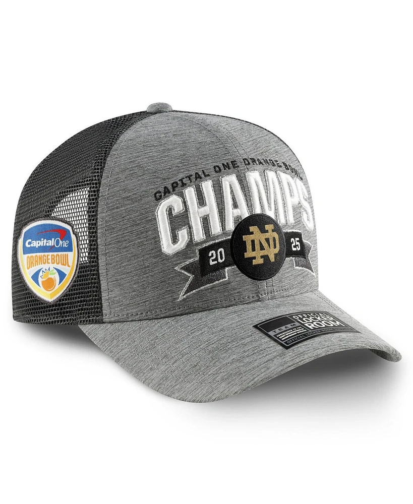 Nike Men's Heather Gray Notre Dame Fighting Irish College Football Playoff 2025 Orange Bowl Champions Locker Room Structured Trucker Adjustable Hat