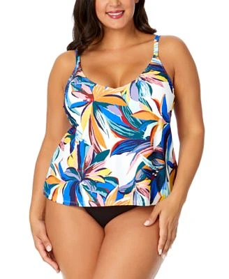 Anne Cole Plus Size Floral Print Tankini Top Bottoms