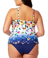 Anne Cole Plus Size Floral Print Tankini Top Bottoms