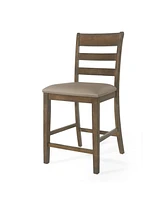 Rustic Farmhouse Upholstered Counter Stools with Natural Wood Frame, Set of 2-The Pop Home