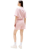 Tommy Jeans Womens Cotton Linen Short Sleeve Shirt Cotton Linen Drawstring Shorts