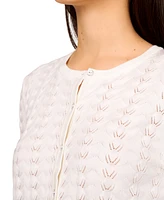 Melissa Paige Women's Pointelle-Knit Crewneck Cardigan