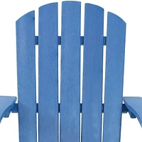 All-Weather Blue/Black Outdoor Adirondack Chair with Drink Holder - Heavy Duty Hdpe Weatherproof Patio