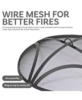 Black Reinforced Steel Mesh Fire Pit Spark Screen with Ring Handle