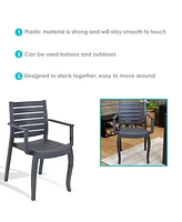 Illias Plastic Outdoor Patio Arm Chair - Set of - Stackable Seating