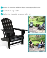 Adirondack Chairs with Cup Holder - Set of 2 Outdoor All-Weather for the Fire Pit, Patio, Campsite, or Yard 300-Pound Capacity
