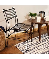 Modern Indoor/Outdoor Steel Wire Armless Dining Chair - 240-Pound Weight Capacity - Black - 23.75-Inch H