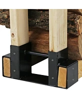 Firewood Log Storage Rack Bracket Kit - Adjustable Length - For Fire Pit Area, Patio, or Yard