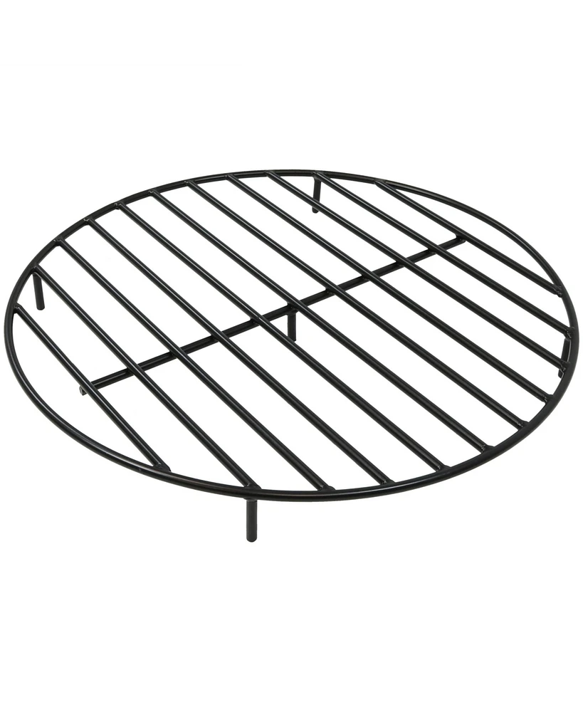 Outdoor Heavy-Duty Steel with High-Temperature Finish Round Fire Pit Firewood Log Grate - Black