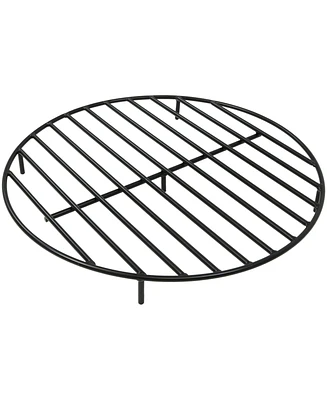 Outdoor Heavy-Duty Steel with High-Temperature Finish Round Fire Pit Firewood Log Grate - Black