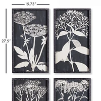 Monochrome Queen Anne's Lace Prints, Set Of 4