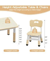 Kids Table and Chair Set, Height Adjustable Toddler Table and 4 Chairs Set for Ages 2-10, Graffiti Desktop, Non-Slip Legs, Arts & Crafts Table, Childr