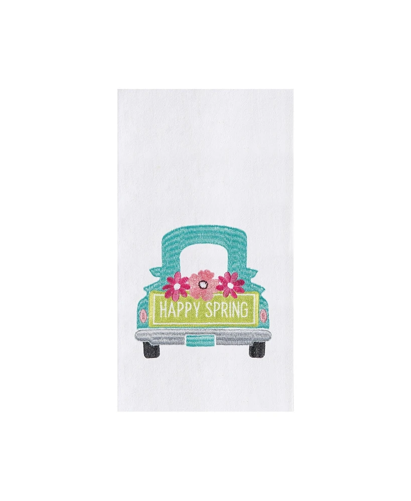 Happy Spring" Pickup Truck Easter Spring Theme Flour Sack Kitchen Dishtowel