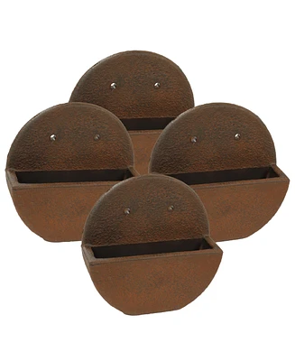 12" Round Wall Planter - Polyresin Wall-Hanging Flower Pot for Indoor or Outdoor - Dark Brown - Set of 4