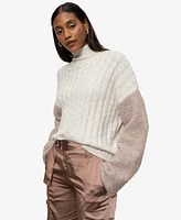Sanctuary Women's High-Neck Boucle-Sleeve Sweater