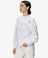 Sanctuary Women's Cotton Lace-Trim Popover Blouse