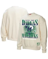 Mitchell & Ness Women's Cream Dallas Mavericks Oversprayed Pullover Sweatshirt