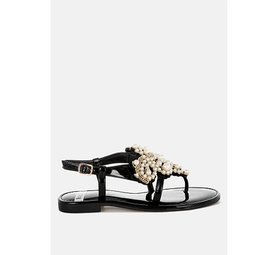 Zalata Pearl Studded Flats