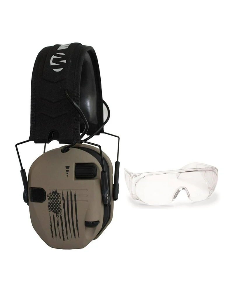 Walker's Razor Slim Shooting Muffs Kit (Us Flag-fde) with Otg Safety Glasses