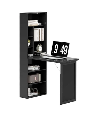 Homcom Convertible Desk with board & Shelf Multi-Function Table,