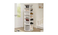 Revolving Shoe Storage Tower for Lazy Susan Organization