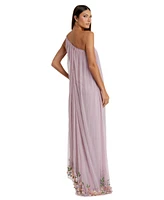 Mac Duggal Women's One Shoulder Trapeze Embellished High Low Gown
