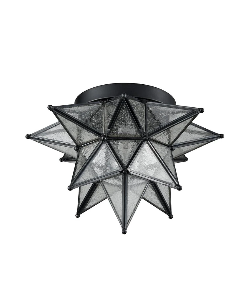 Moose Seeded Glass Moravian Star Flush Mount Ceiling Light