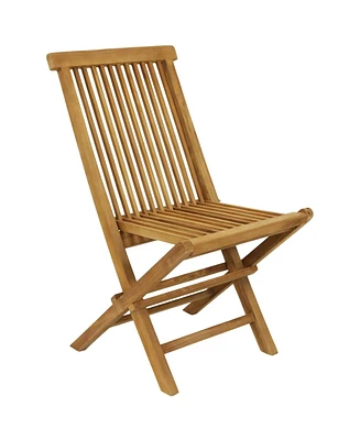 Hyannis Solid Teak Outdoor Folding Dining Chairs - Light Wood Stain Finish