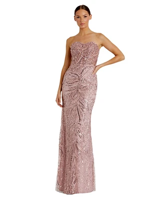 Women's Strapless Embellished Gown