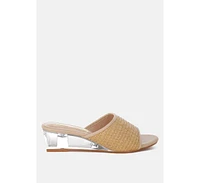 Osminda Raffia Clear Heel Wedge Sandals