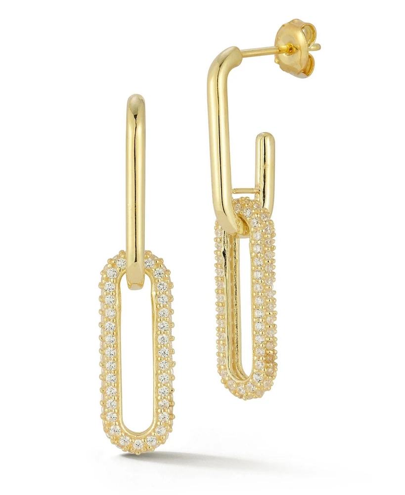 Rachel Zoe 14K Gold Plated Sterling Silver Pave Link Drop Earrings