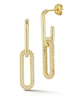 Rachel Zoe 14K Gold Plated Sterling Silver Pave Link Drop Earrings