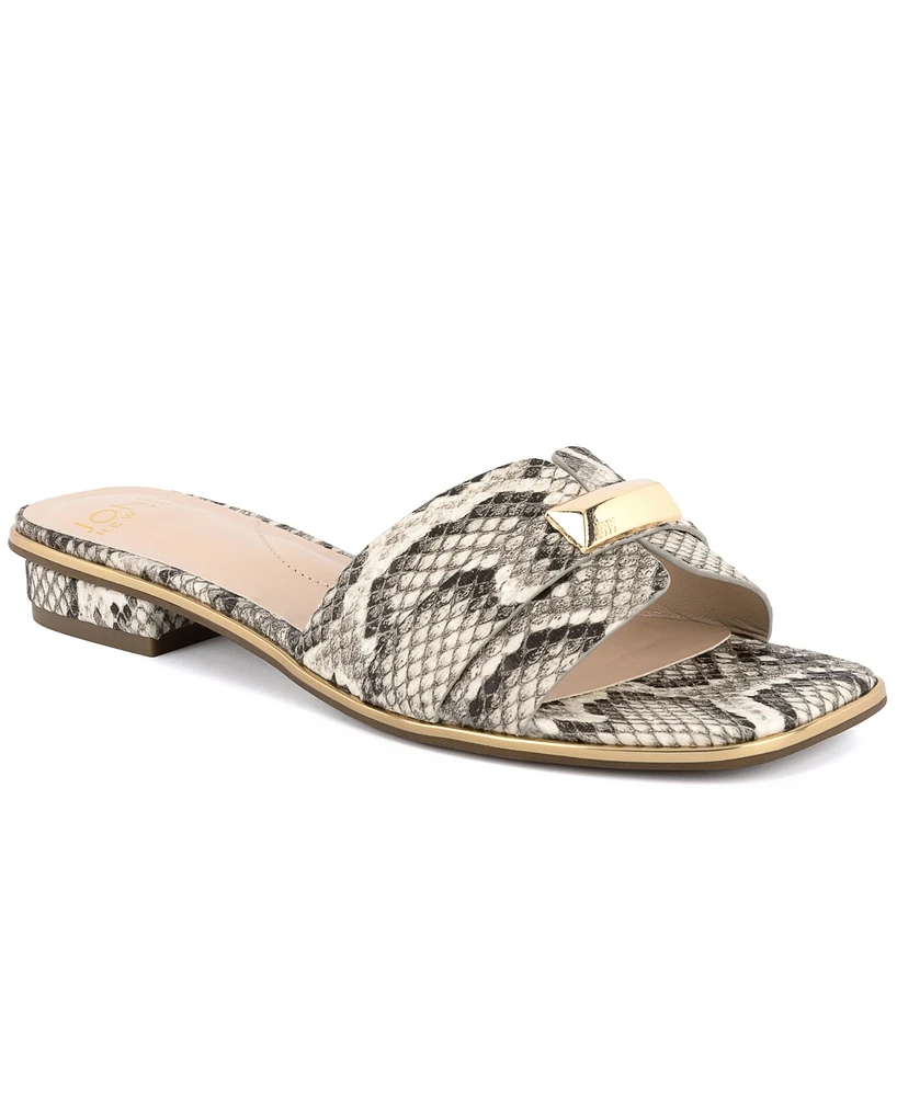 Jones New York Women's Vivell Slip On Square Toe Flat Sandals