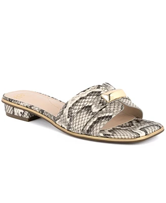 Jones New York Women's Vivell Slip On Square Toe Flat Sandals