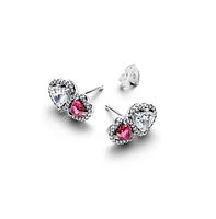 Pandora Sterling Silver Halo Hearts Stud Earrings