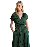 HotSquash London Women's V-Neck Short Sleeve Maxi Dress