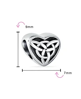 Bling Jewelry Irish Celtic Infinity Love Knot Heart Charm Bead Sterling Silver for Bracelet