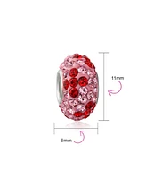 Bling Jewelry Pink Red Flower Crystal Bead Charm Spacer Sterling Silver for European Bracelet