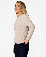 Cable & Gauge Women's Quilted Crewneck Classic Sweatshirt