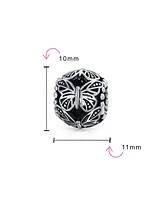 Bling Jewelry Garden Insect Filigree Butterfly Charm Bead Sterling Silver for Bracelets