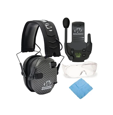 Walkers Razor Slim Electronic Muff (Carbon) with Walkie Talkie and Otg Glasses