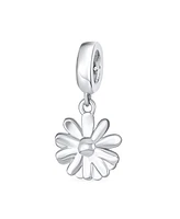 Bling Jewelry White Sunflower Daisy Charm Bead 14K Gold Plated Sterling Silver for Bracelets