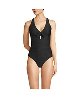 Lands' End Women's Ribbed Knot Front One Piece Swimsuit