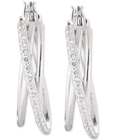 Lauren Ralph Lauren Sterling Silver Cubic Zirconia Pave Hoop Earrings