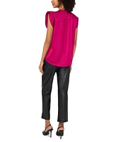 Vince Camuto Women's Satin Flutter-Sleeve V-Neck Top