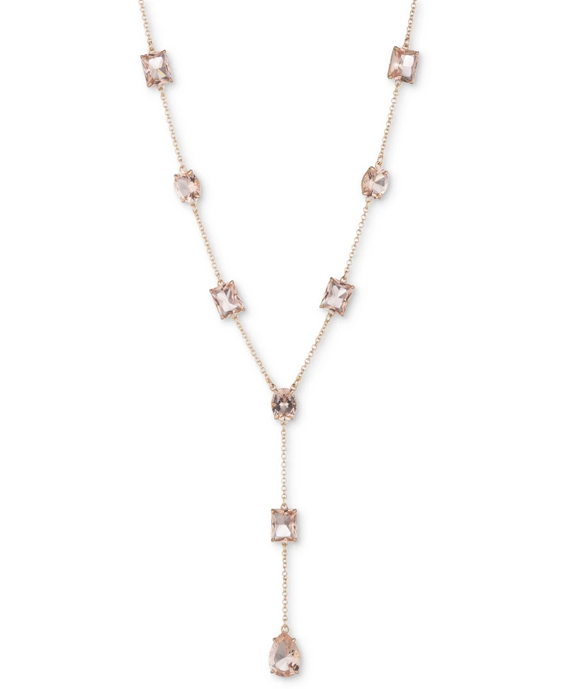 Lauren Ralph Gold-Tone Mixed-Cut Stone Lariat Necklace, 16" + 3" extender